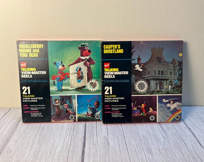 View Master 3D talking View master Huckelberry Hound and Yogi Bear 3-reel set with book