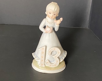 1983 Lefton  13th Birthday Ceramic Bisque  Figurine from Lefton Christopher Collection #03448/M