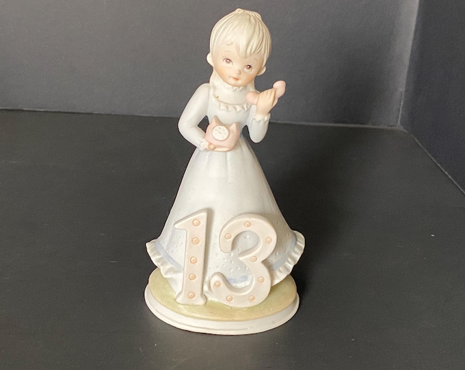 1983 Lefton  13th Birthday Ceramic Bisque  Figurine from Lefton Christopher Collection #03448/M