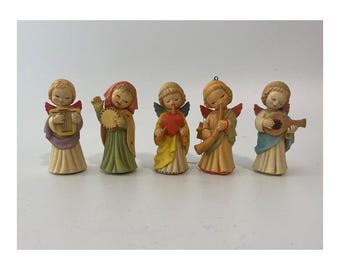 Set of 5 Made in Italy Anri Toriart Ferrandiz Musical Angels playing instruments