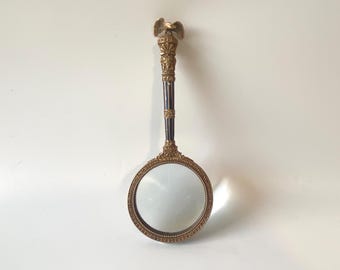 Vintage Edgar Berebi Patriot Magnifier Museum Gold Plate with Sapphire Blue Enamel and Swarovski Jonquil Crystals.