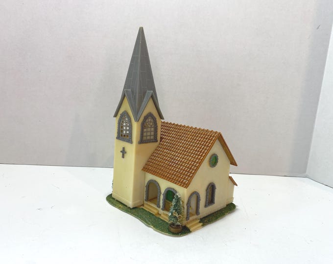 1970s Christmas "Silent Night" Music Box ChapeL Church Christmas with Bell in Steeple