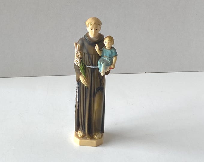 Vintage St. Anthony and Jesus plastic 6" statue