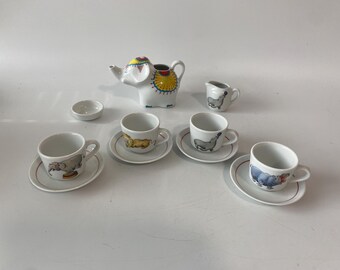 Vintage Roehler (Germany) Collection for Neiman Marcus 11 Piece Miniature Porcelain Ceramic Elephant and Circus Animals Tea Set