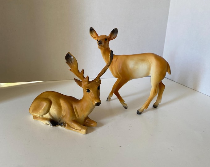 Set of 2 Big MCM Hard Plastic Buck and Doe