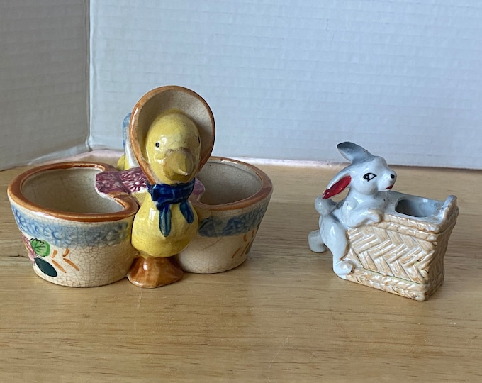 Set of 2 Vintage Porcelain Ceramic planter, Toothpick Holder or candy holder