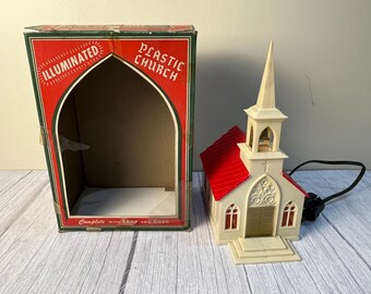 1950's Glo Lite Illuminated plastic church in original box