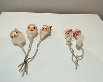 Choice of Vintage Christmas Spun Cotton Santa Claus Head Picks