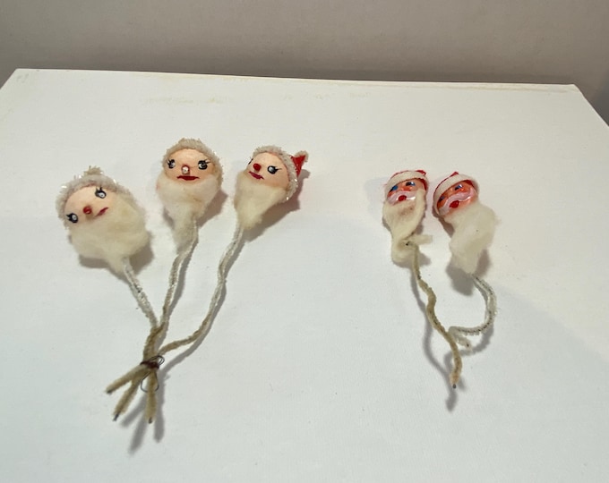 Choice of Vintage Spun Cotton Santa Head Picks