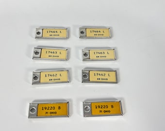 8 Piece Vintage Set 1969 and 1971 Ohio Disabled American Veterans Keychain Plates Set