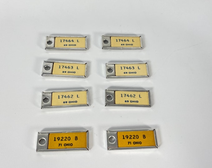 8 Piece Vintage Set 1969 and 1971 Ohio Disabled American Veterans Keychain Plates Set