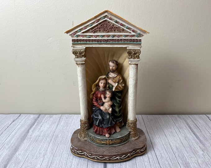 Lighted Holy Family Statue of Joseph, Mary and the Christ Child Jesus battery operated decor