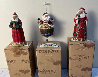 Jim Shore choice of 3 Santa hanging tree ornaments in original boxes