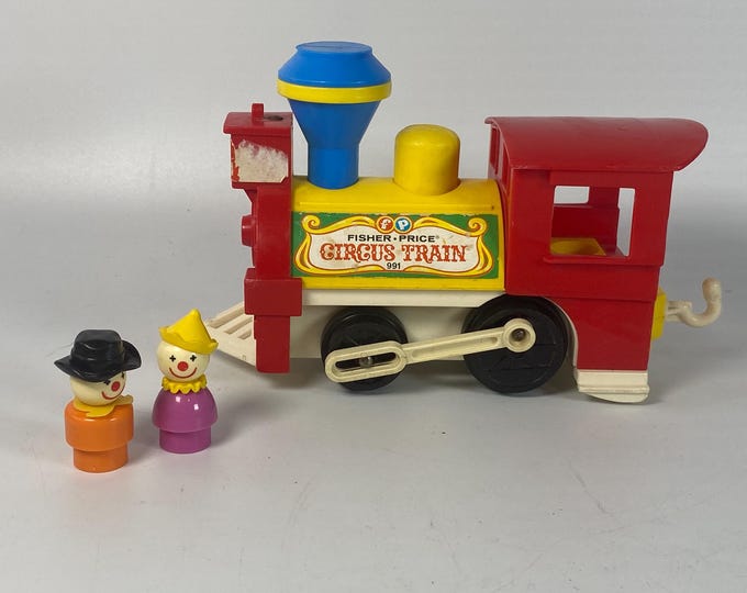 Vintage Fisher Price Circus Train #991 with Two Little People Clowns