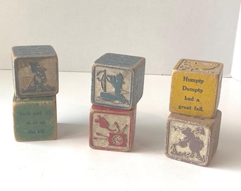 Choice of Vintage Nursery Rhyme 2" square Stacking Blocks