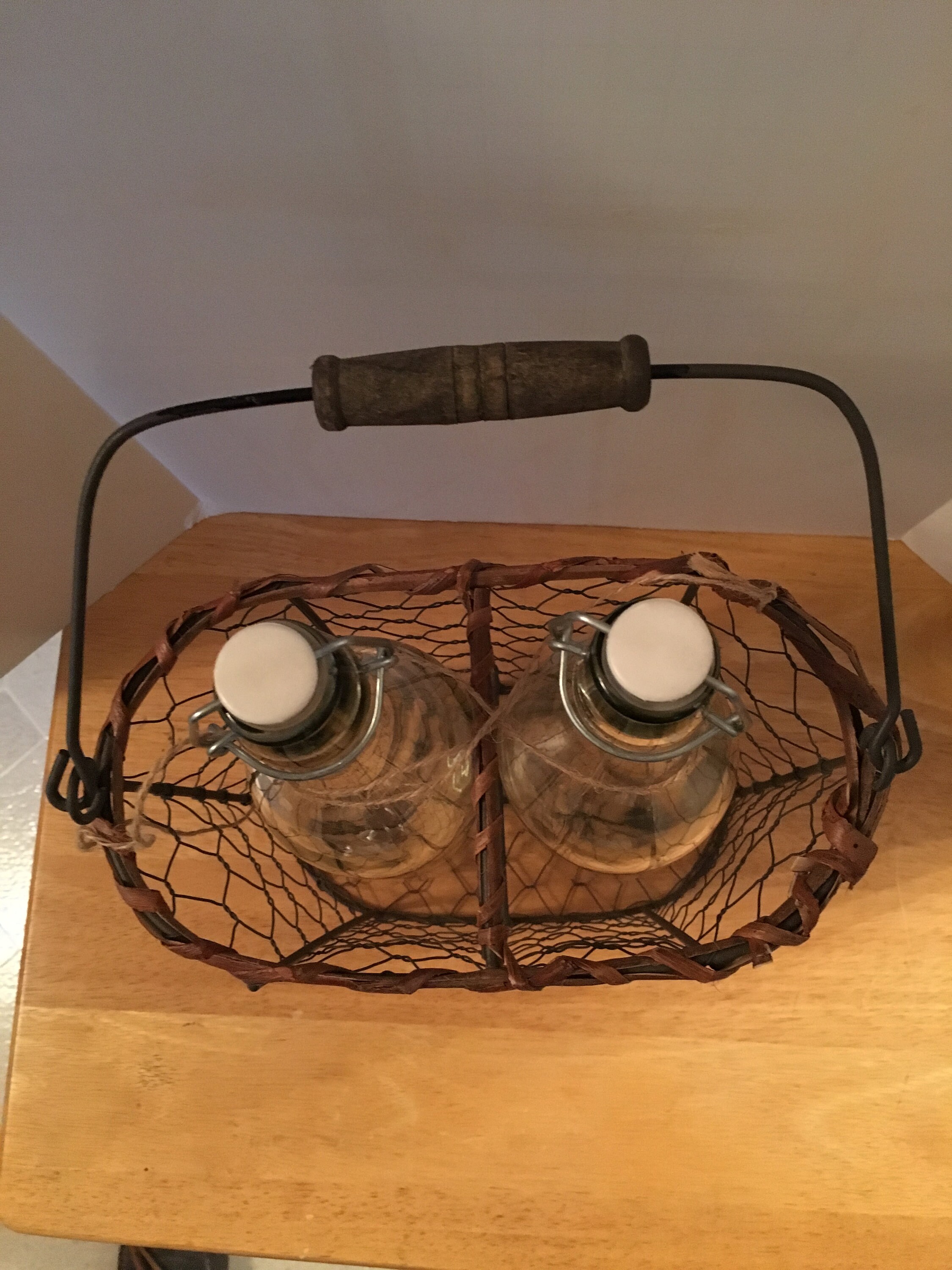 oil and vinegar bottles with holder