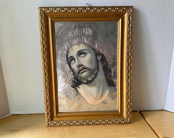 Greek Byzantine Style Holy Icon Art of  Jesus Christ Made Silver Ornate Metal