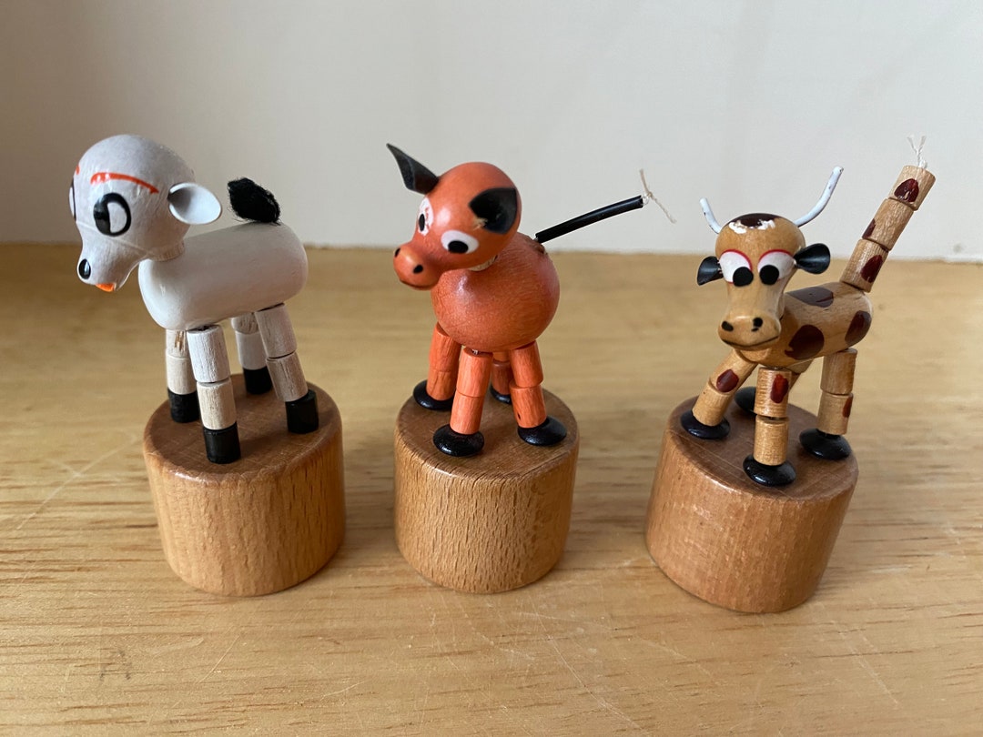 Vintage Italy Wooden Push Puppets Choice of Cow Sheep or Pig Etsy