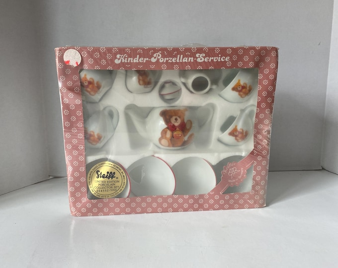 NIB Vintage  Reutter Sacks Kinder Porzellan (Made in Germany)  Steiff Limited Edition Porcelain Collector 11 Piece Tea Set #4552/5000