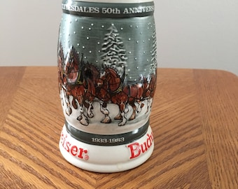 Vintage 1982 Budweiser (CS 57) "Clydesdale 50th Anniversary" beer stein