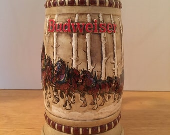 Vintage  1981 Budweiser beer Snow Covered Birch Tree CS 50