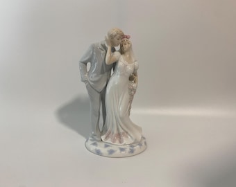 Porcelain Ceramic Bride and Groom Figurine for Cake Topper, Shower or Gift