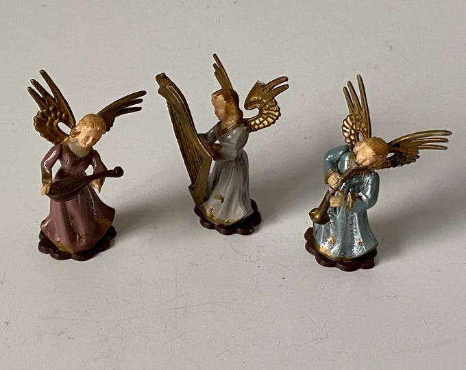 Set of 3 Miniature Angels - each playing Harp, Horn or Lute