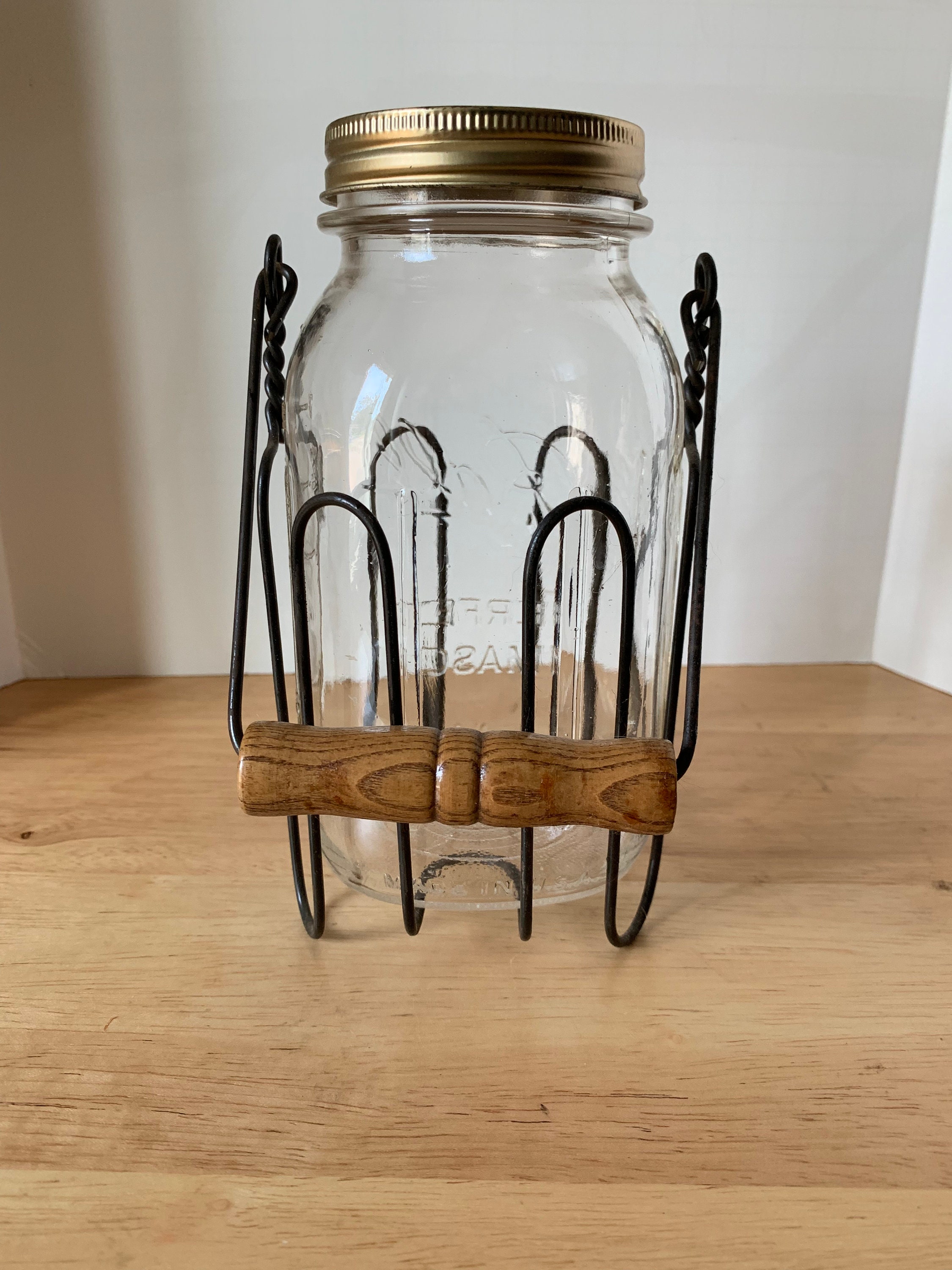 Vintage Ball clear canning jar with carrier
