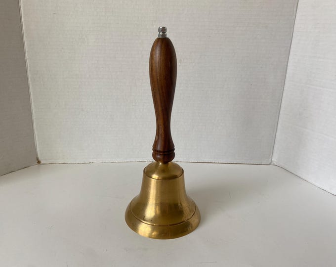 Vintage 10" Brass and Wood School Bell