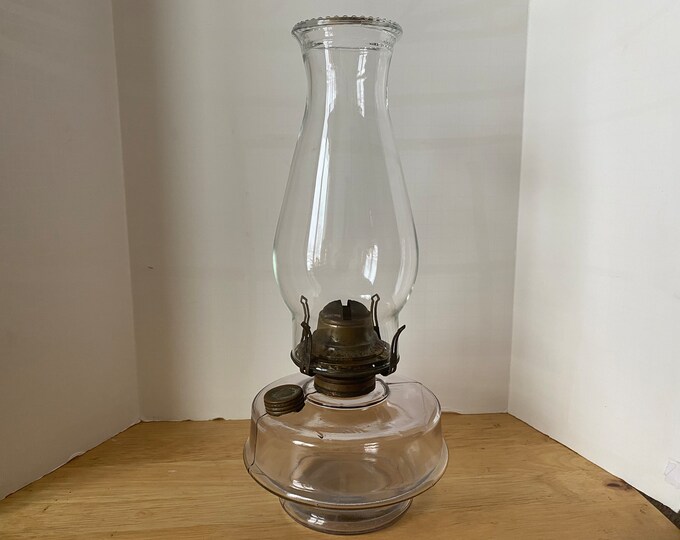 Side Fill Port With Cap Vintage Clear Glass Oil Lamp With Wick and Chimney Etsy