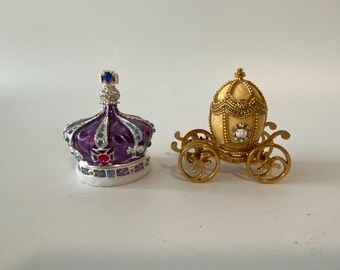Choice of Enamel and Rhinestone Trinket - Pill Boxes with Hinged Compartment to Store Trinkets
