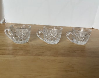 Set of 3 Thumbelina Westmoreland cut glass children's tea cups