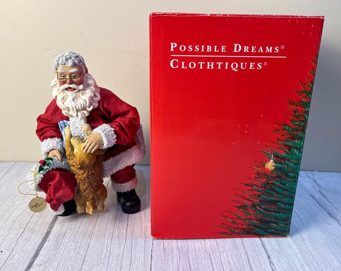 Possible Dreams 10" "Grandpa Santa" by Clothtiques papier mache and Resin in original box and tags