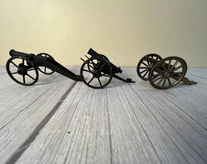 2 metal 1 brass sprocket wheel cannons