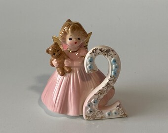 1960s Josef Originals Age 2 Porcelain Ceramic Birthday Angel