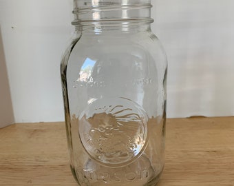 Vintage Golden Harvest quart size clear canning jar