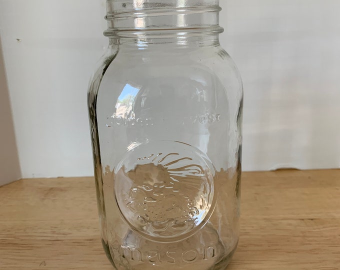 Vintage Golden Harvest quart size clear canning jar