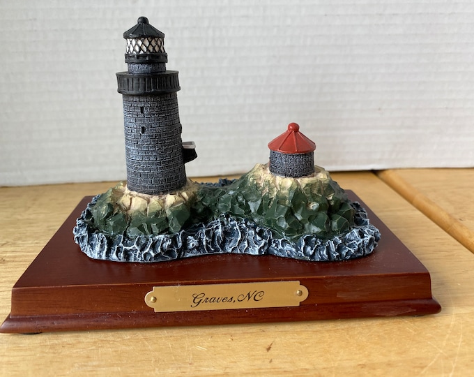 Graves North Carolina Lighthouse Figurine on wood Base