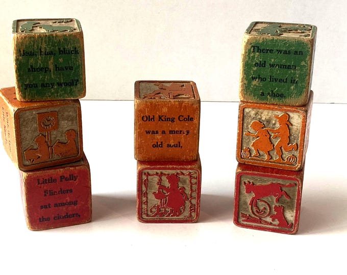 Choice of Vintage Nursery Rhyme 2" square Stacking Blocks