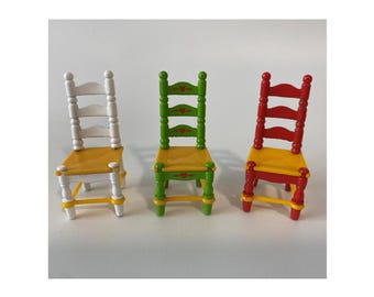 Set of 3 Little Kiddles Family die cast metal chair furniture from 1980