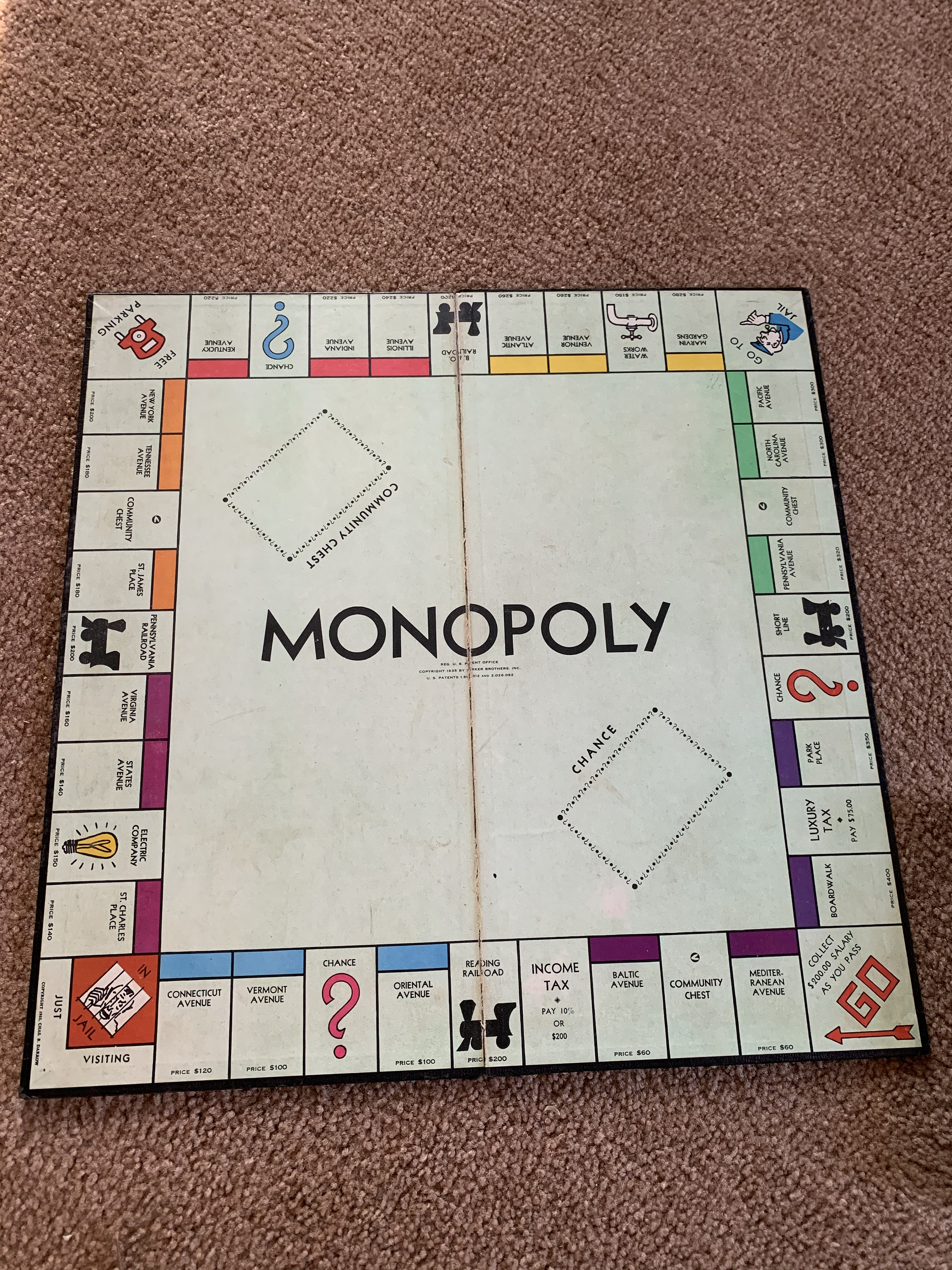 first original monopoly board first original monopoly board