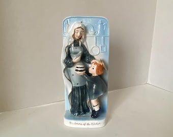 1959 Napco "Madonna Of The Kitchen" Wall Plaque Porcelain Ceramic Japan #AR2794 Religious  Wall Art Or Shelf Decor