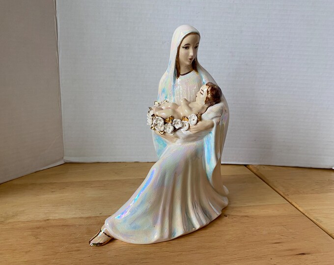 Ceramic Mary and Baby Jesus Figurine