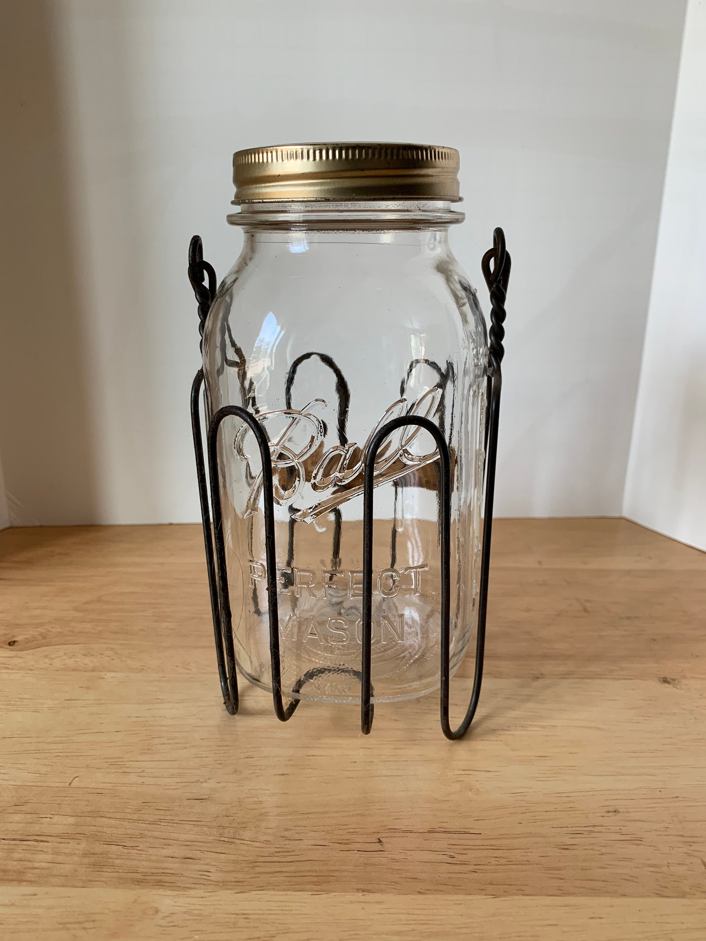 Vintage Ball clear canning jar with carrier
