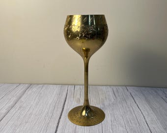 Tall extra top leaf brass Chalis with etched flowers and leaves