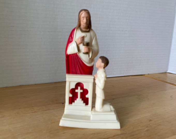 Vintage plastic First Communion for Boy with Jesus figurine #228 Hartland Moldinng made in USA