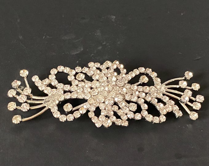 Silver Tone Crystal Brooch, Rhinestone Wedding Bouquet Brooches, Bridesmaid Bride Dress Brooch