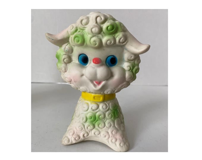 1960s Green Lamb Rubber Squeaker Toy