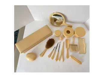 Vintage 16 Piece Set Pyralin Dubarry celluloid vanity set