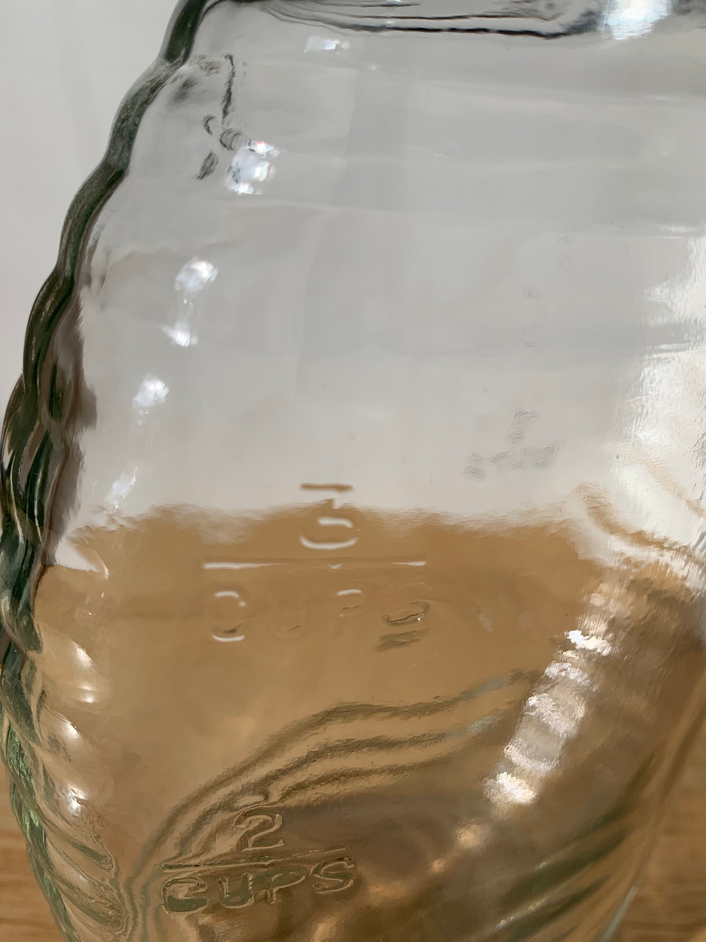 Vintage Presto/Atlas honey clear glass honey jar with